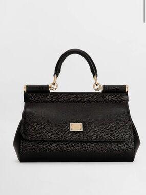 NWT - Dolce & Gabbana Black Sicily Mini Dauphine Leather Handbag